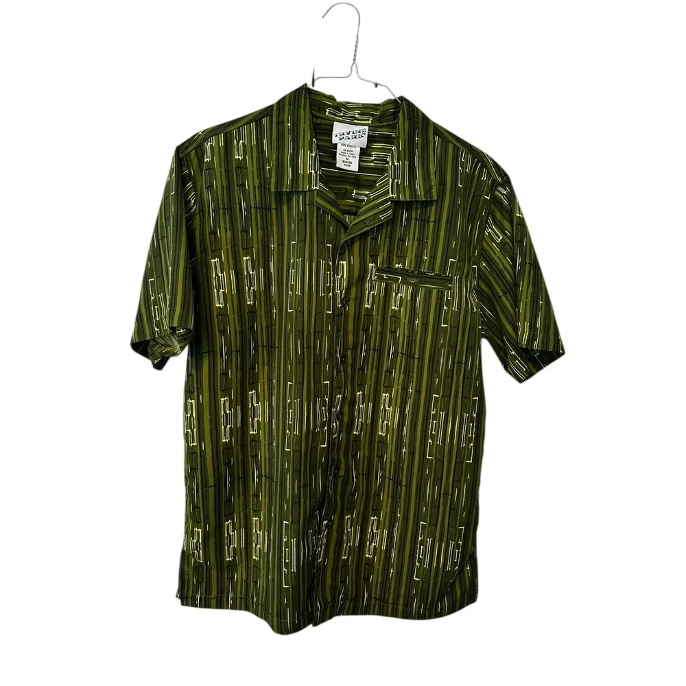 Irvine Park Abstract Camp‎ Shirt - Green Short Sleeve Button Up - M